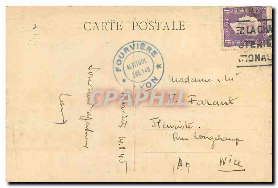 CPA Lyon Palais de Justice  — Verso