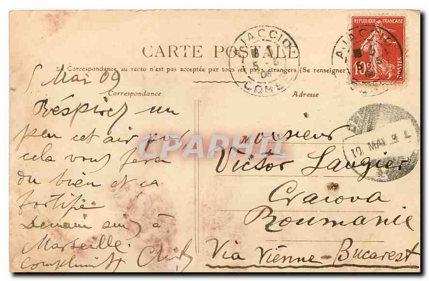 CPA La Corse Ajaccio Avenue du Premier Consul  — Rückseite