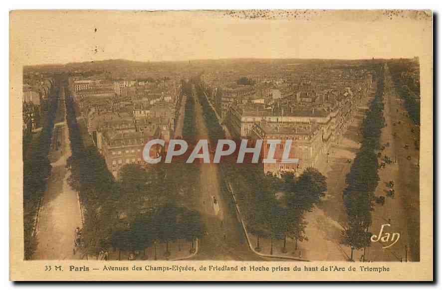 CPA Paris Avenues des Champs Elysees de Fridland et Hoche prises du haut d l'Arc de Triomphe 