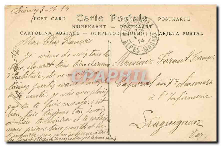 CPA Cimiez Alpes Maritimes Chapelle du Couvent  — Rückseite