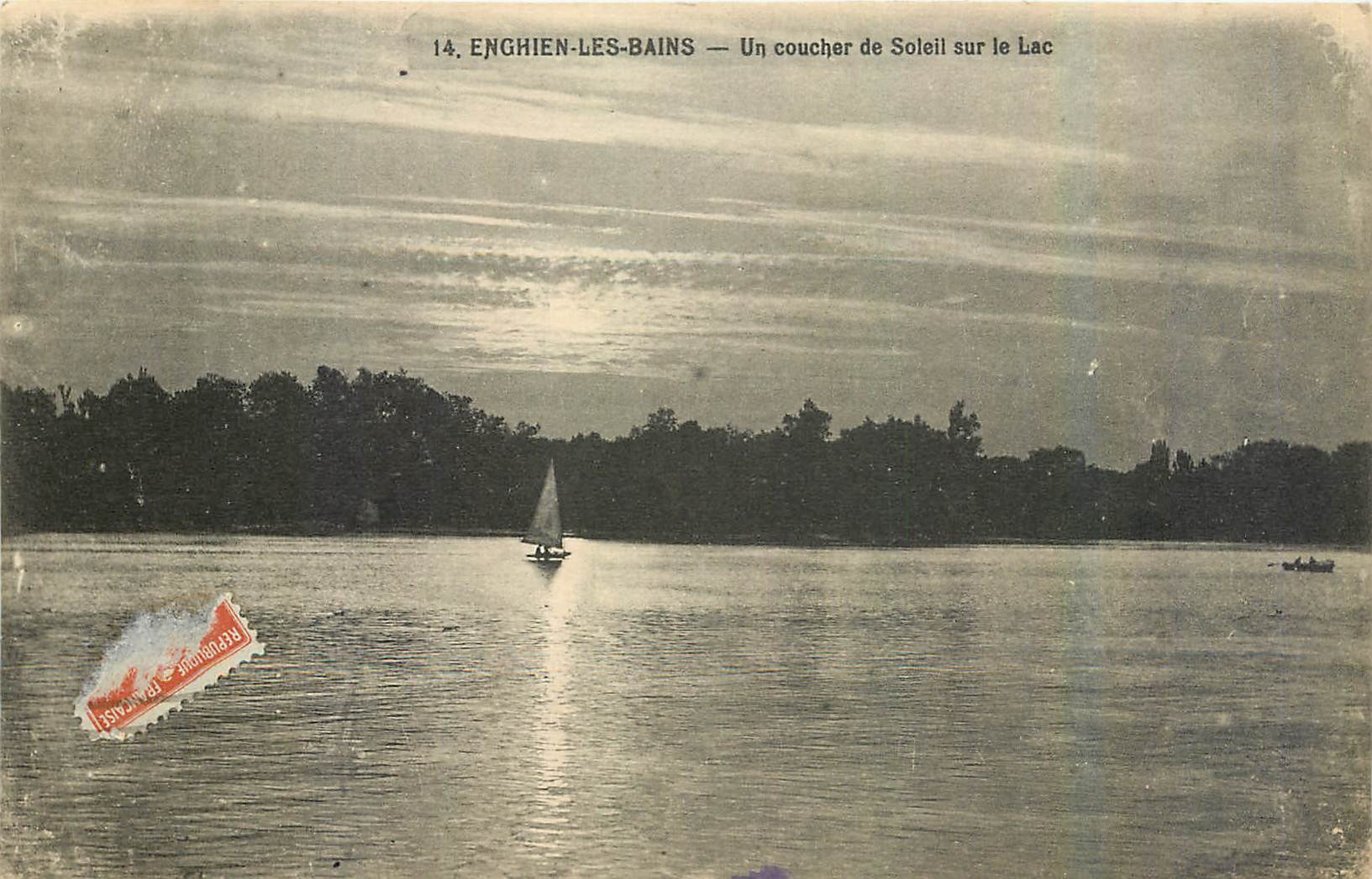 CPA Enghien les Bains Un coucher de Soleil sur le Lac 