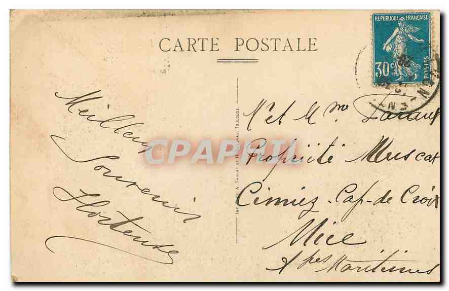 CPA Lyon La Fontaine Bartholdi  — Verso