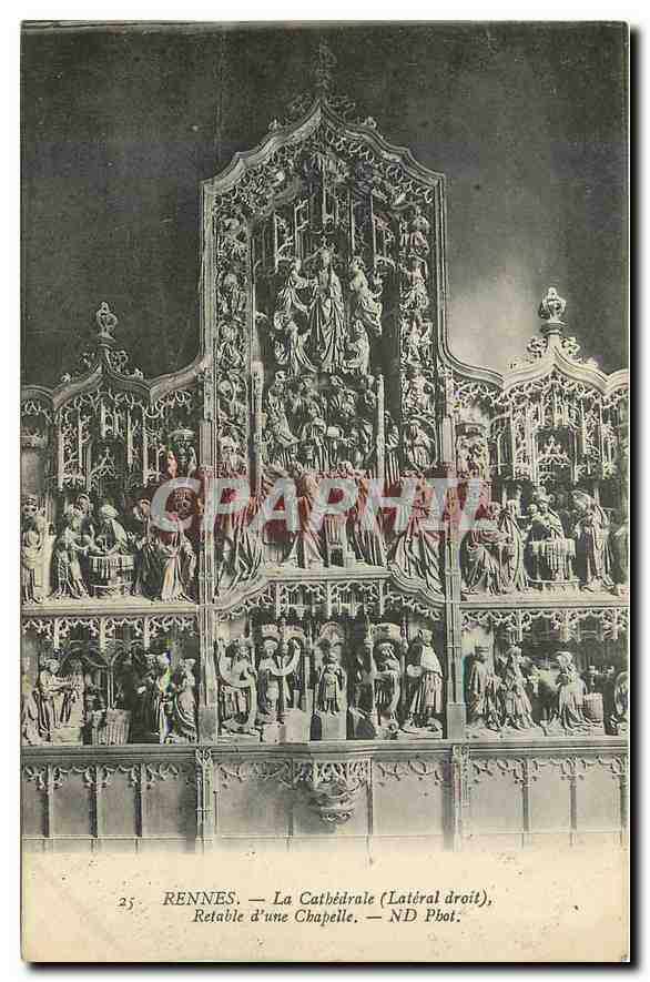 CPA Rennes La cathedrale Lateral detail Retable d'une Chapelle 