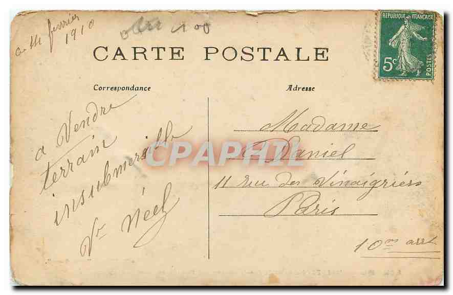 CPA Crue de l'Yerres l'Avenue des Peupliers Inondations 20 janvier 1910 La voiture du passeur — Back