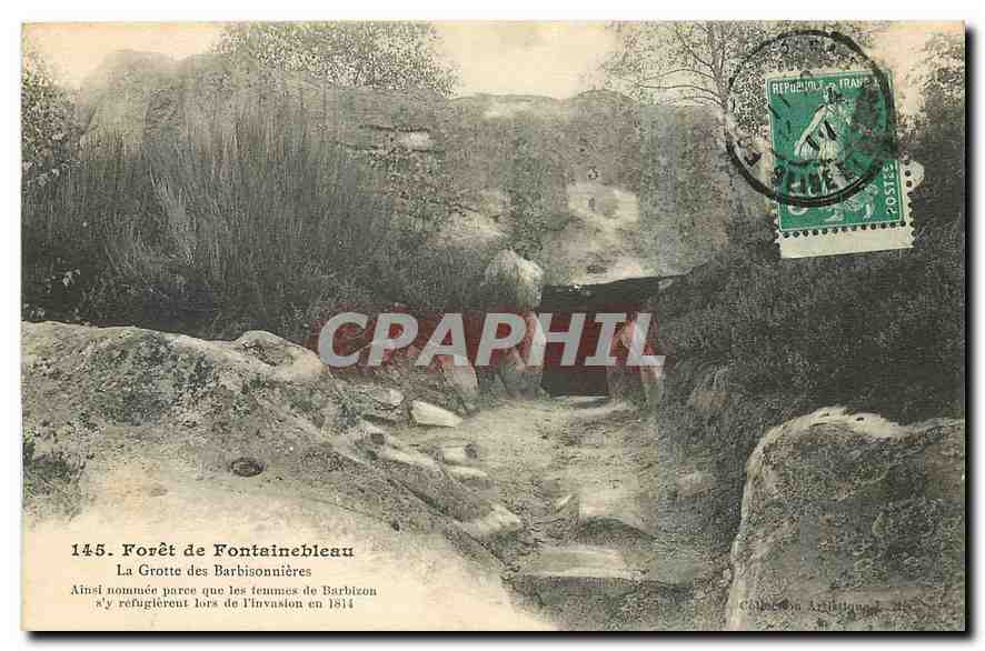 Forêt de Fontainebleau — La Grotte des Barbizonnières — Éditeur : C. L. Arribat, n° 145