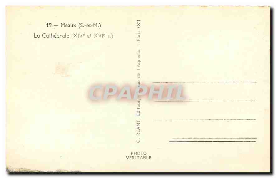 CPM Meaux S et M La Cathedrale  — Back