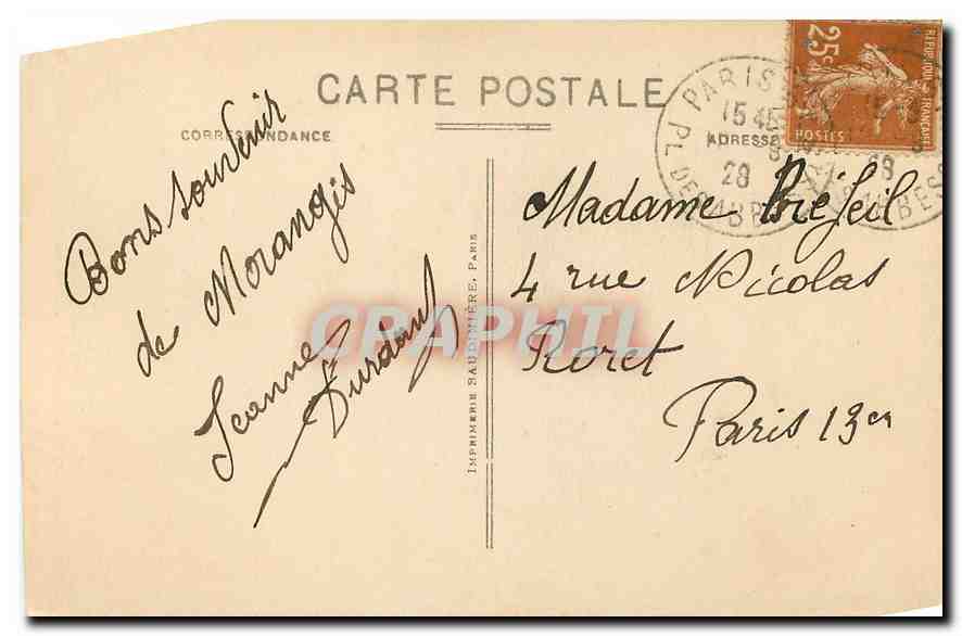 CPA Morangis S et O Le Desert Grtte de la Vierge Jardin de la Maison  — Rückseite