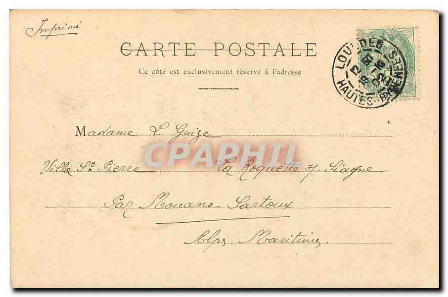 CPA Lourdes La Grotte  — Verso