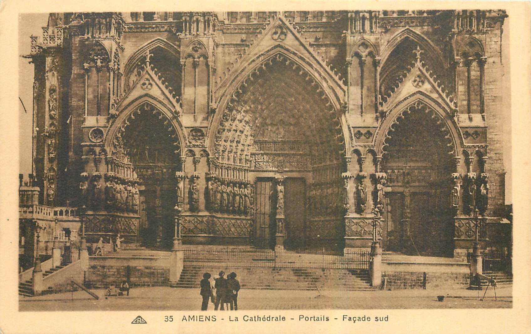 CPA Amiens La Cathedrale Portails Facade sud 