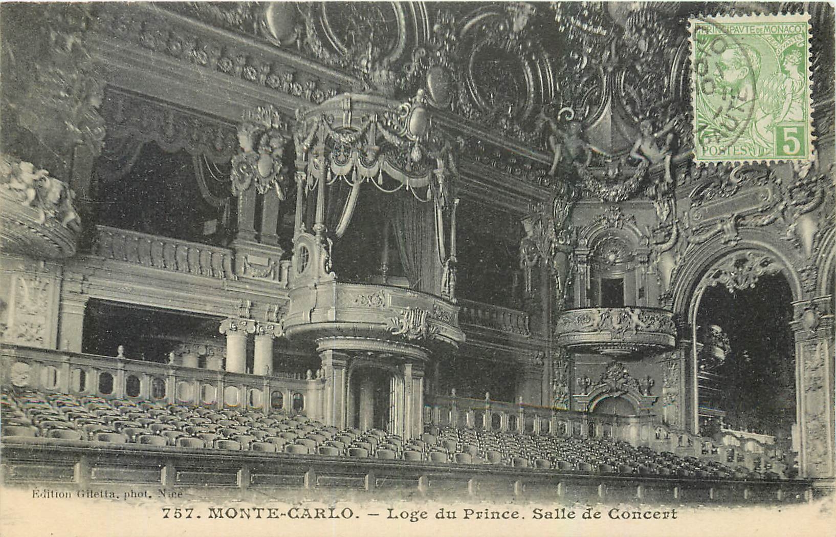 Monte-Carlo — Loge du Prince. Salle de Concert — Édition Giletta, phot. Nice, n° 757