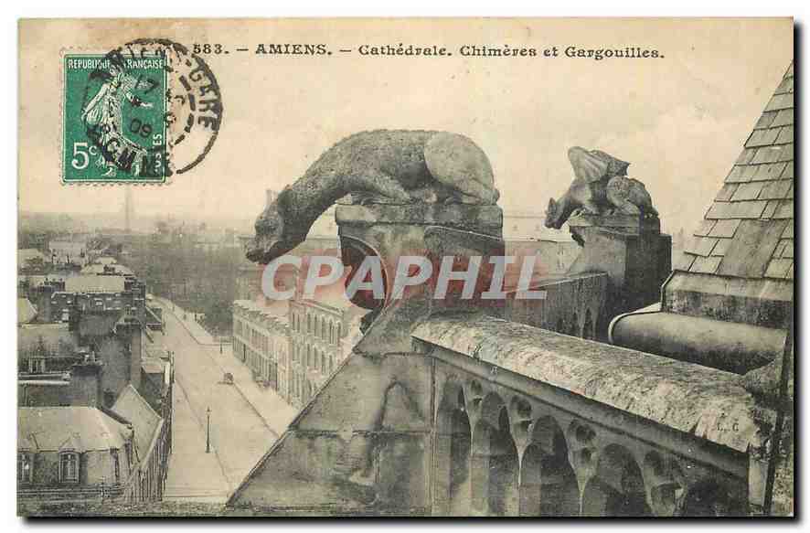 CPA Amiens cathedrale Chimeres et Gargouilles 