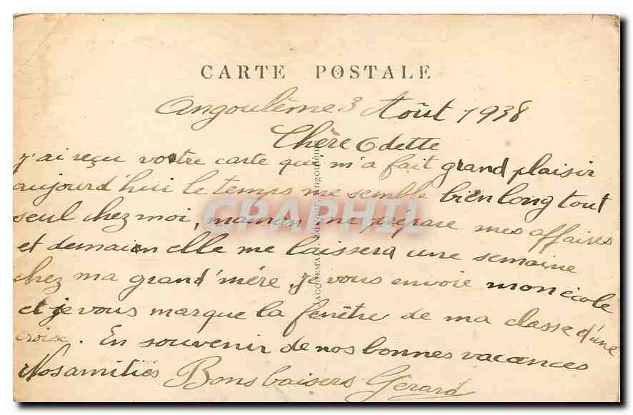CPA Angouleme La Chapelle St Cybard et l'Ecole Mario Roustand  — Back
