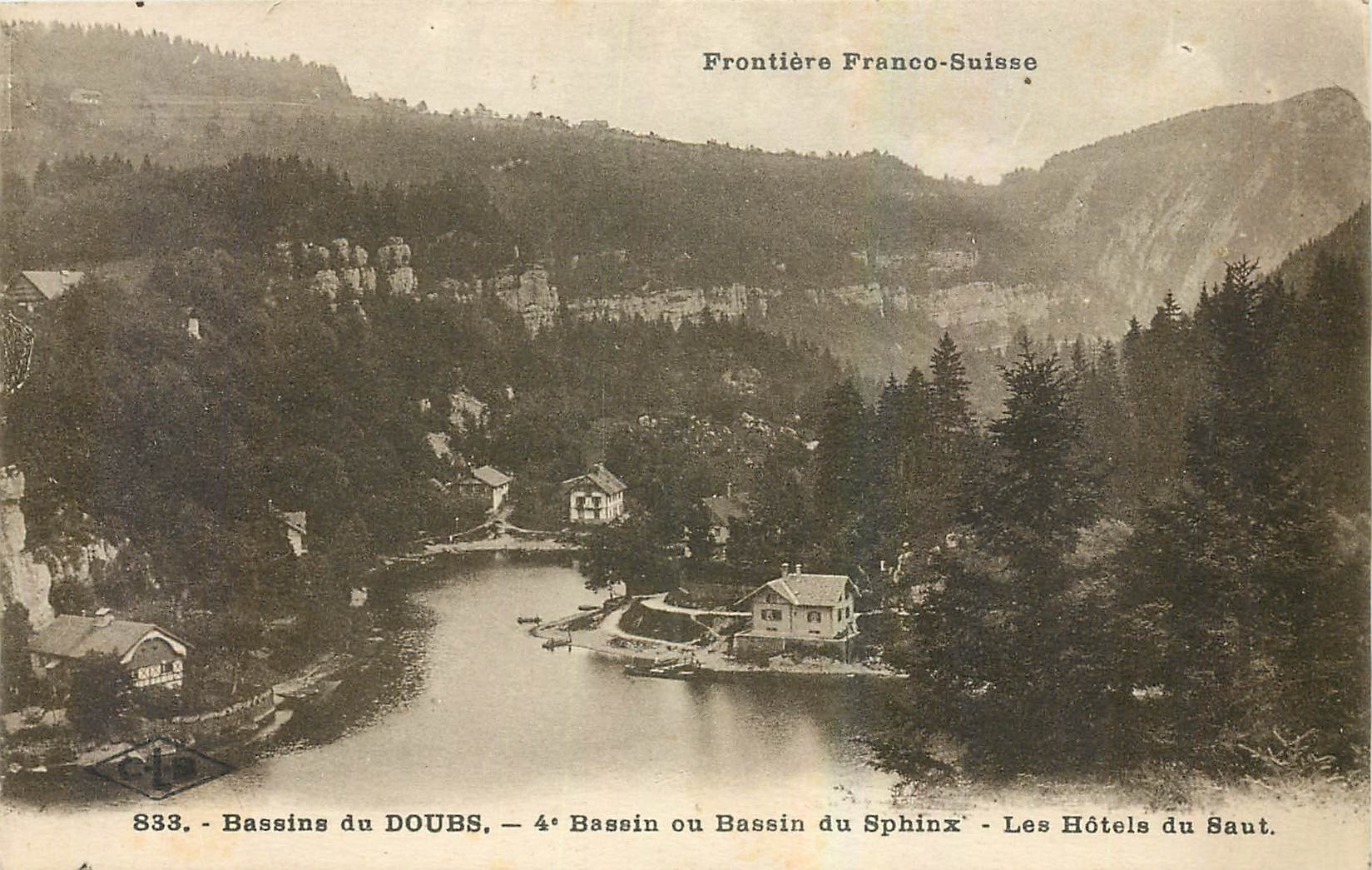 CPA Frontiere Franco Suisse Bassins du Doubs Bassin ou Bassin du Sphinx Les Hotels du Saut 