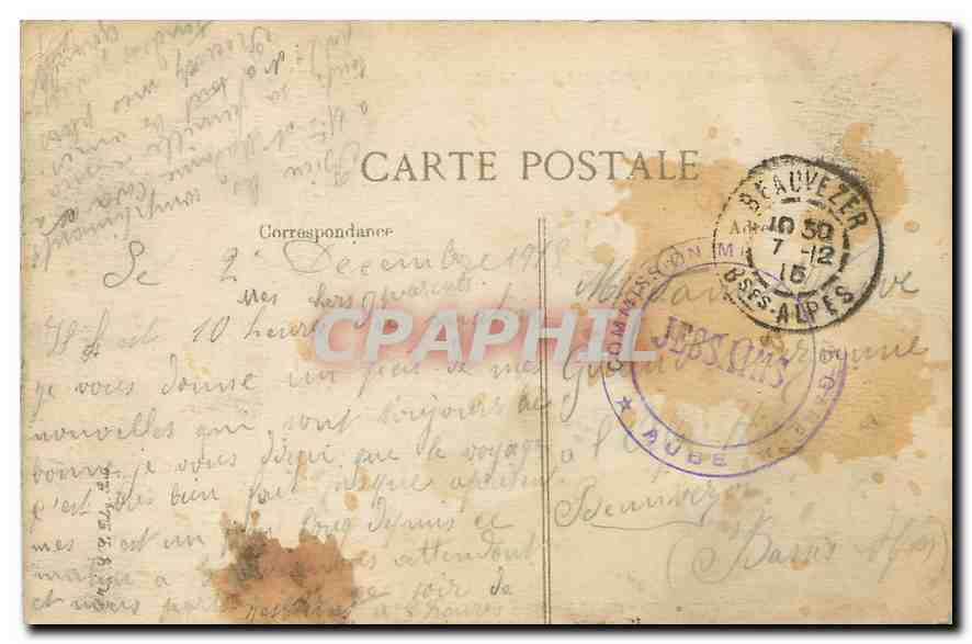 CPA Environs de Jessains Aube Le Chateau de Beaulieu  — Rückseite