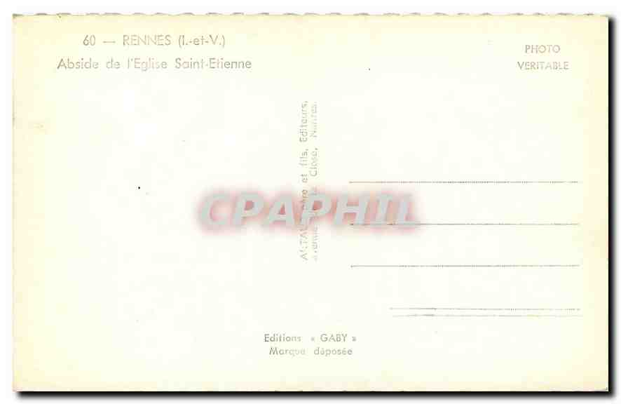 CPM Rennes I et V Abside de l'Eglise Saint Etienne  — Rückseite