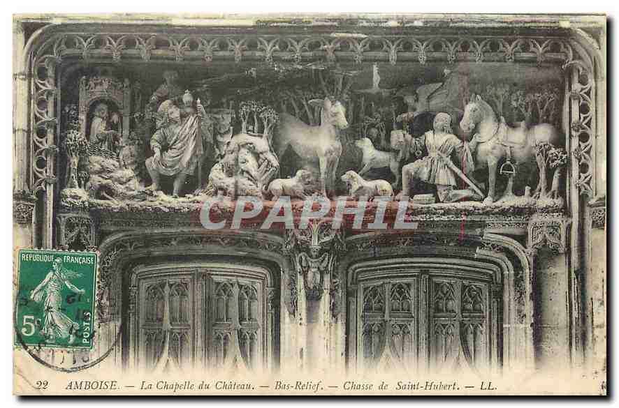 CPA Amboise La Chapelle du Chateau Bas Relief Chasse de Saint Hubert 
