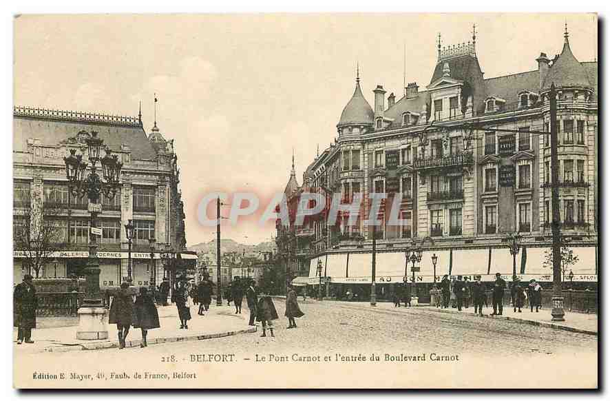 CPA Belfort Le Pont Carnot et l'entree du Boulevard Carnot 