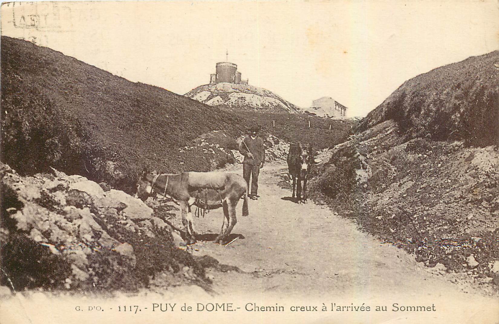 CPA Puy de Dome Chemin creux a l'arrivee au Sommet Ane Mule