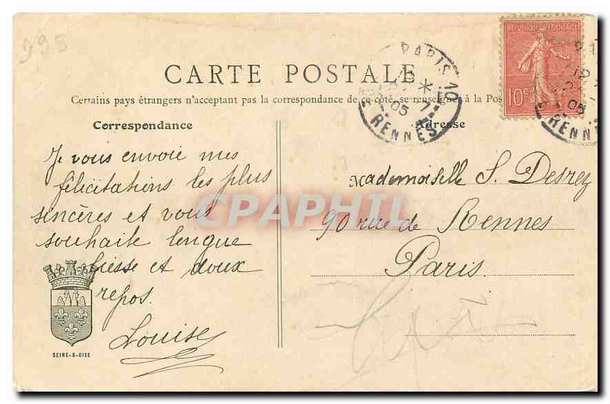 CPA Villemoisson et Epinay sur Orge Les Trois Eaux Confluent de l'Orge et de l'Yvette  — Rückseite