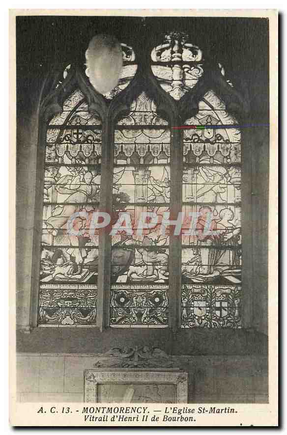CPA Montmorency l'Eglise St Martin Vitrail d'Henry II de Bourbon 