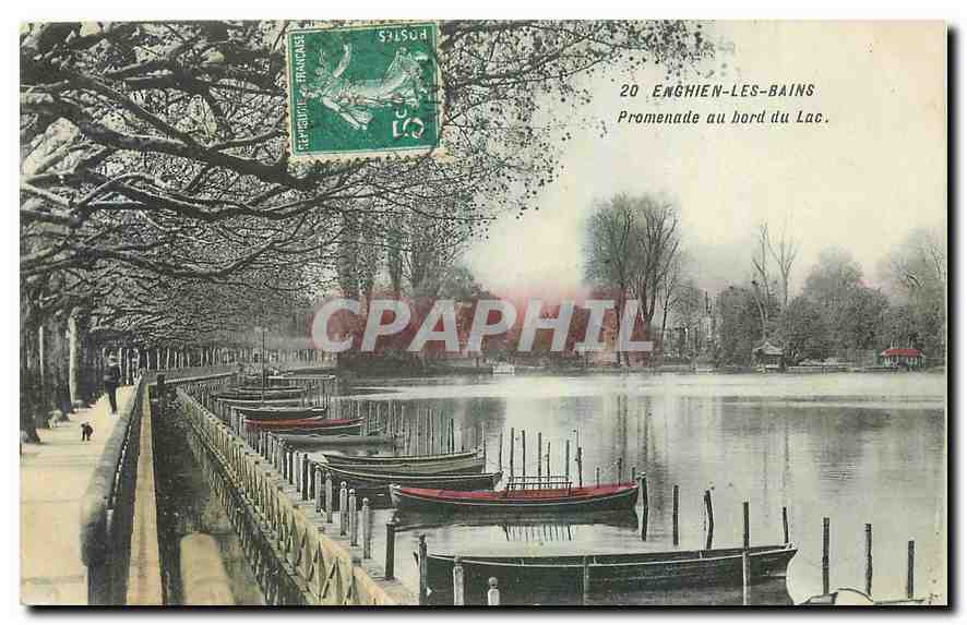 CPA Enghien les Bains Promenade au bord du Lac 