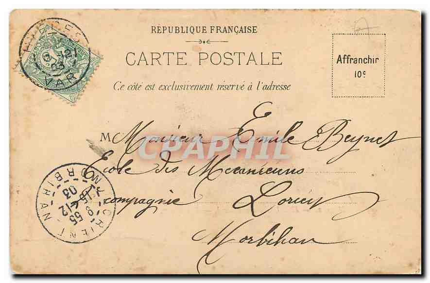 CPA Hyeres Hotel Chateaubriand  — Rückseite
