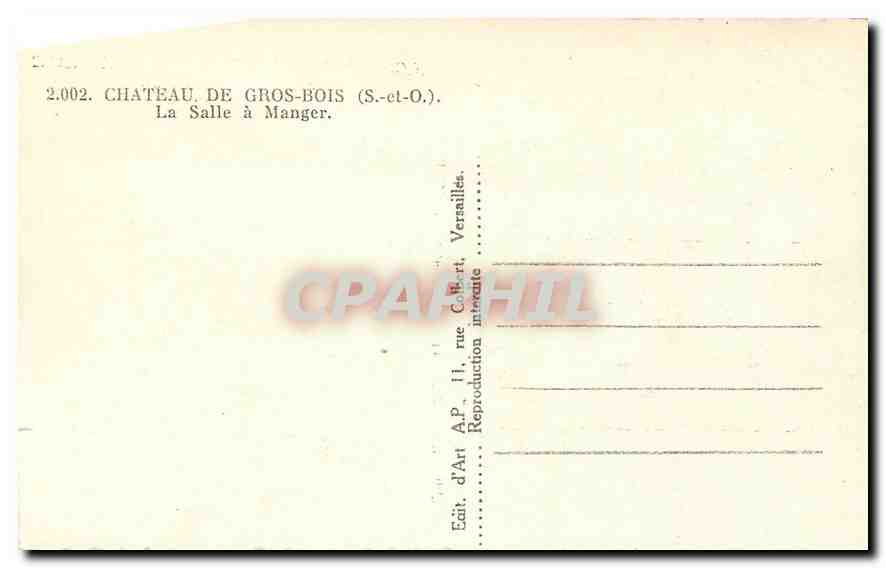CPM Chateau de Gros Bois S et O La Salle a Manger  — Back