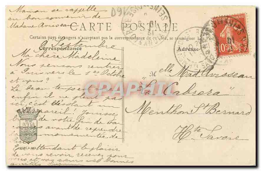 CPA Savigny sur Orge S et O Le Chateau Vue du Parc  — Rückseite
