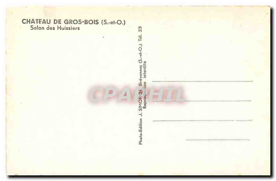 CPA Chateau de Gros Bois S et O Salon des Huissiers — Back