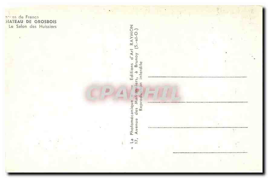 CPA Chateau de Grosbois Le salon des Huissiers  — Back