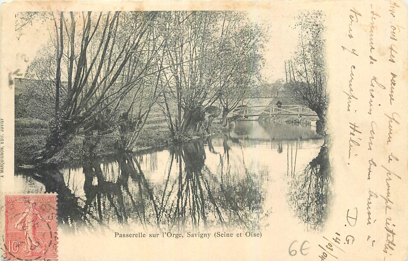 CPA Paaserelle sur l'Orge Savigny Seine et Oise 