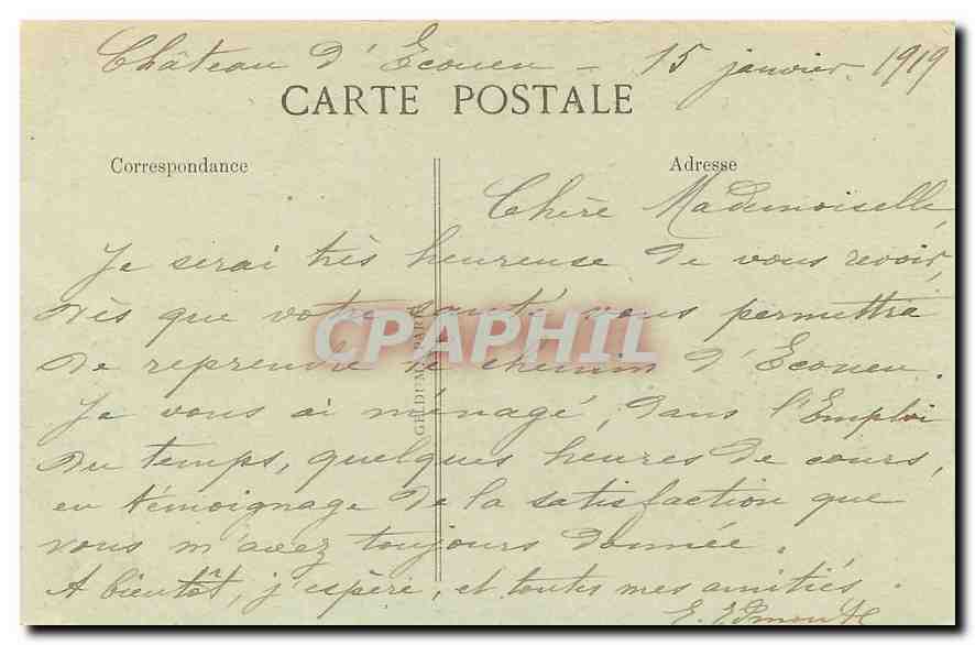 CPA Ecouen Chateau de la Legion d'Honneur l'Entree du Chateau  — Rückseite