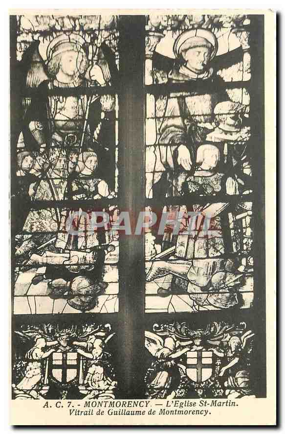 CPA Montmorency l'Eglise St Martin Vitrail de Guillaume de Montmorency 