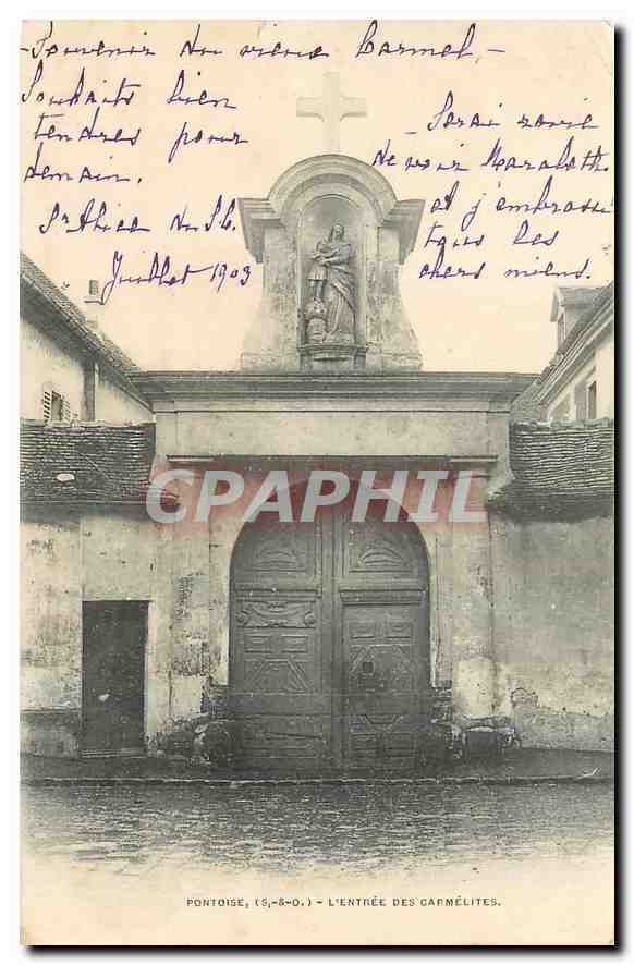 CPA Pontoise S et O l'Entree des Carmelites 