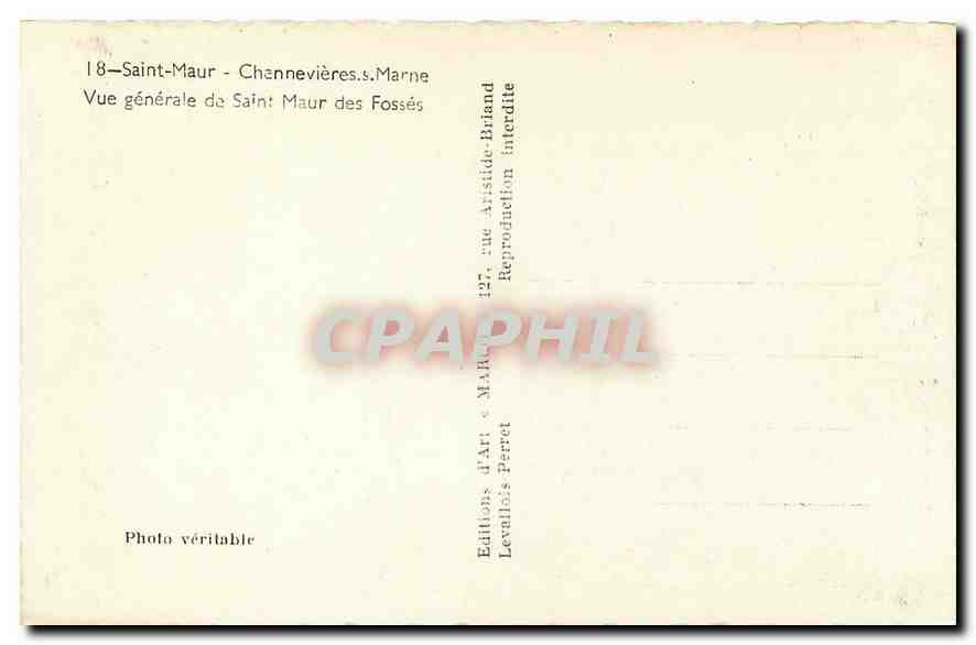 CPM Saint Maur Chennevieres Marne Vue generale de Saint Maur des Fosses  — Rückseite