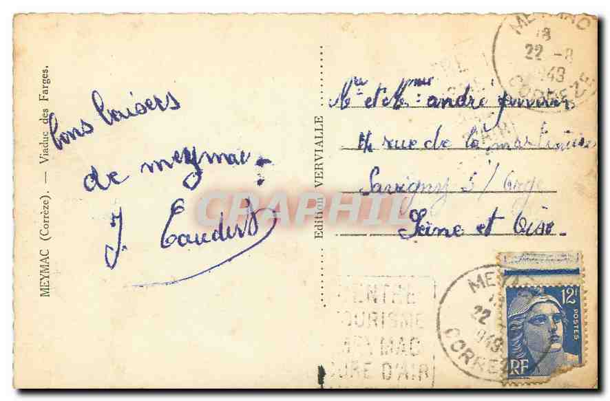 CPA Meymac Correze Viaduc des Farges  — Rückseite