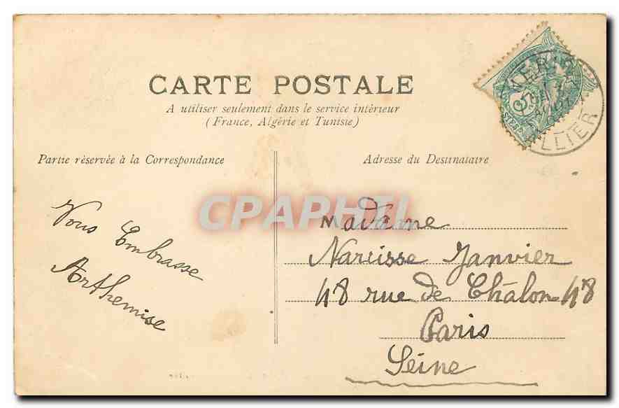 CPA Allier Neris les Bains Tombeau du Chevalier  — Verso