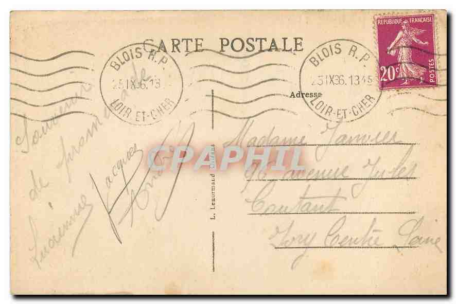 CPA Blois L et C Le Chateau l'Aile Francois I Le Grand Escaller  — Verso