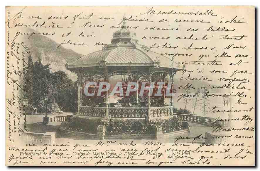 Casino de Monte-Carlo, le Kiosque de Musique — Principauté de Monaco — N.D. Phel, n° 597