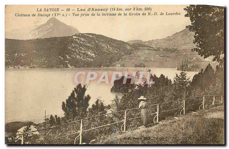 La Savoie — Lac d'Annecy — Vue prise de la terrasse de la Grotte de N.-D. de Lourdes — Château de Duingt (XVe s.)