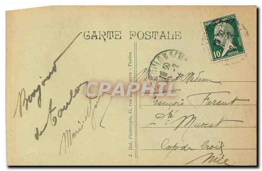 CPA Toulon sur Mer Mourrillon La Mitre Vue sur le Port  — Verso