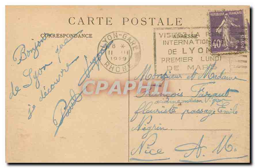CPA Lyon Notre Dame de Fourviere l'Abside  — Verso