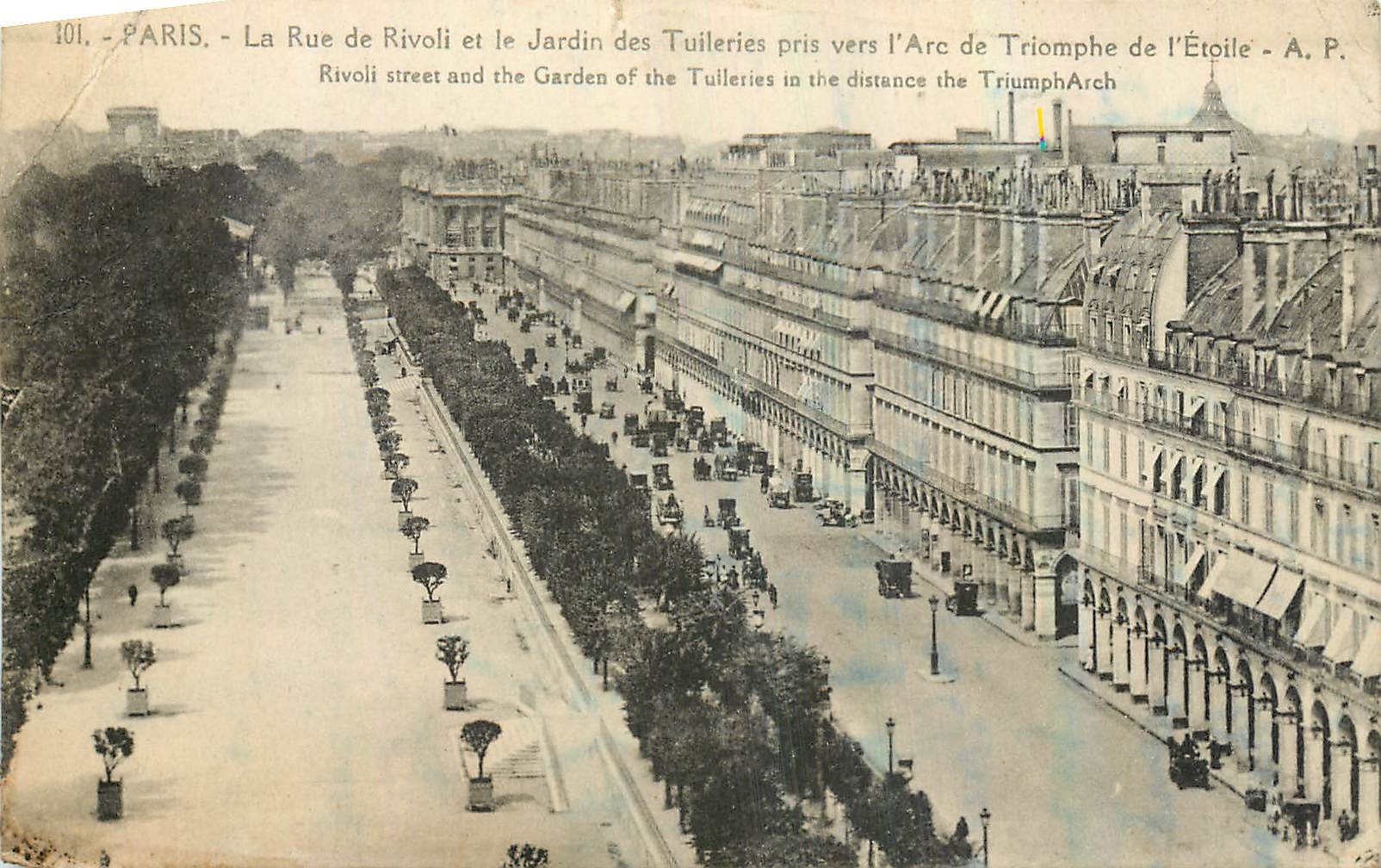 CPA Paris La Rue de Rivoli et le Jardin des Tuileries 