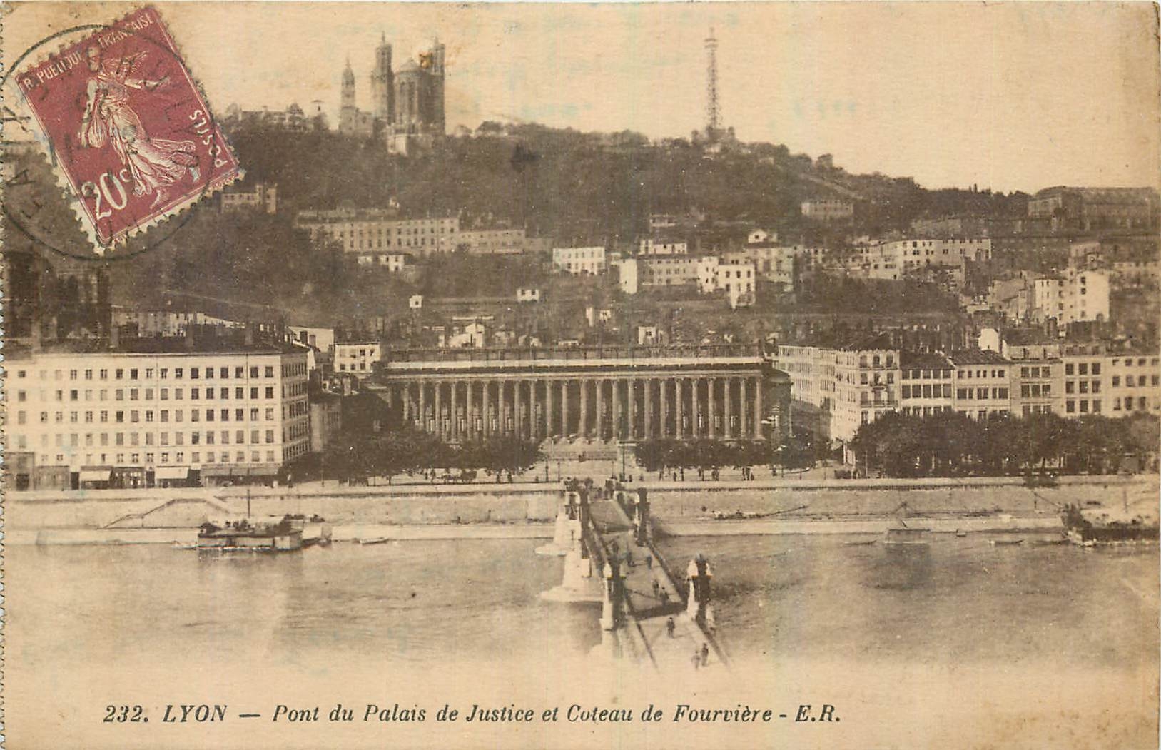 CPA Lyon Pont du Palais de Justice et Coteau de Fourviere 
