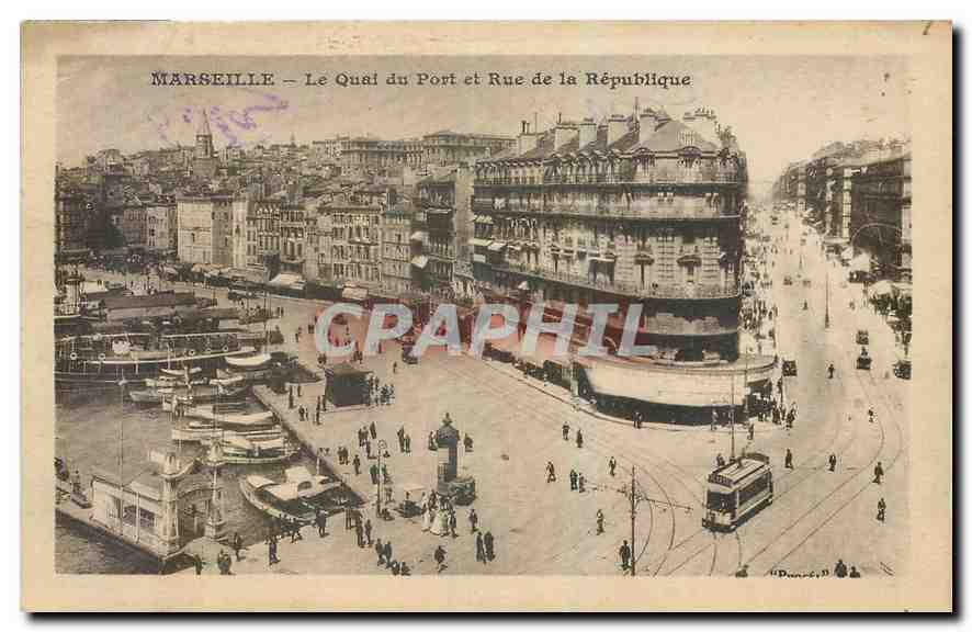 CPA Marseille Le Quai du Port et Rue de la Republique 