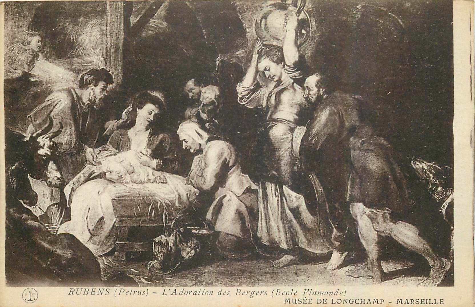 CPA Rubens Petrus l'Adoration des bergers Ecole Flamande Musee de Longchamp Marseille 