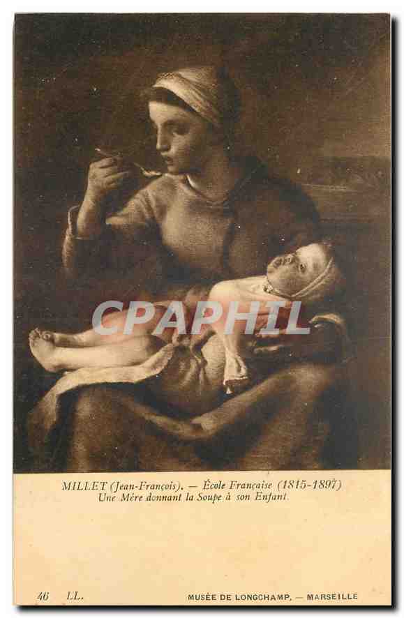 CPA Marseille Musee de Longchamp Millet Jean Francois Ecole Francaise Une Mere donnant la Soupe a so