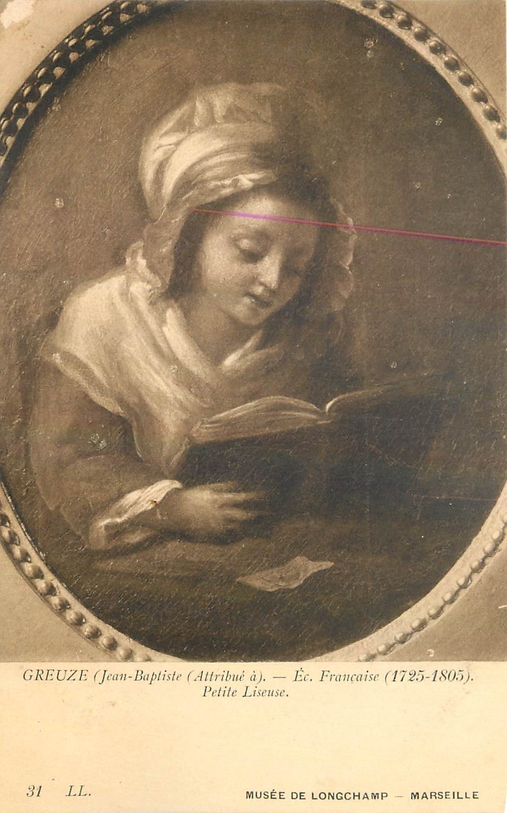 CPA Greuze Jean Baptiste Attribue Ec Francaise Petite Liseuse Marseille Musee de Longchamp 