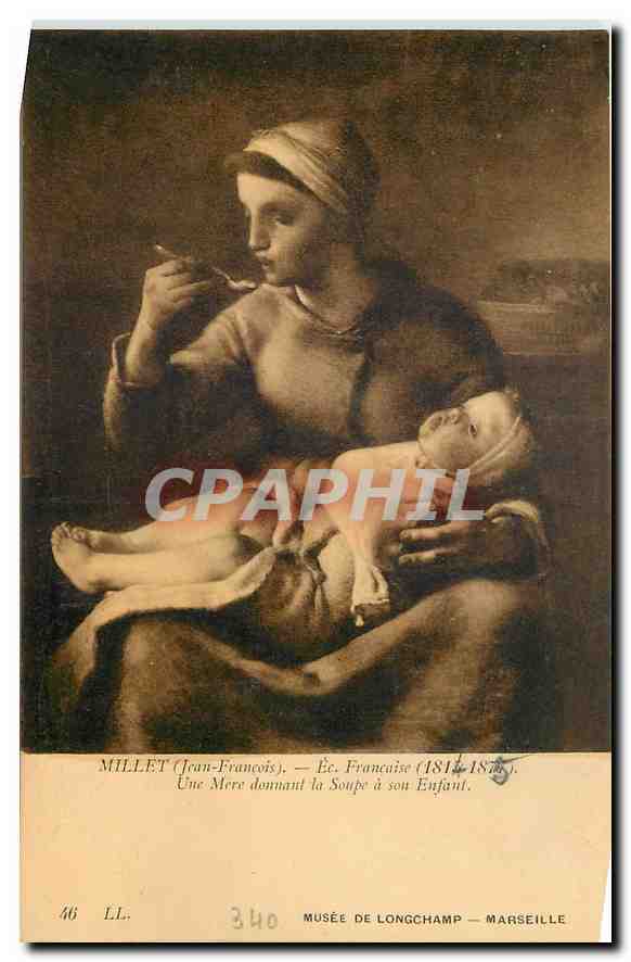 CPA Marseille Musee de Longchamp Millet Jean Francois Ec Francaise Une Mere donnant la Soupe a son E