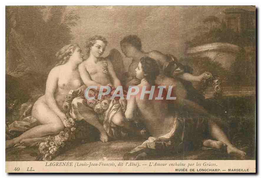 CPA Lagrenee Louis Jean Francois dit l'Aine l'Amour enchaine par les Graces Marseille Musee de Longc